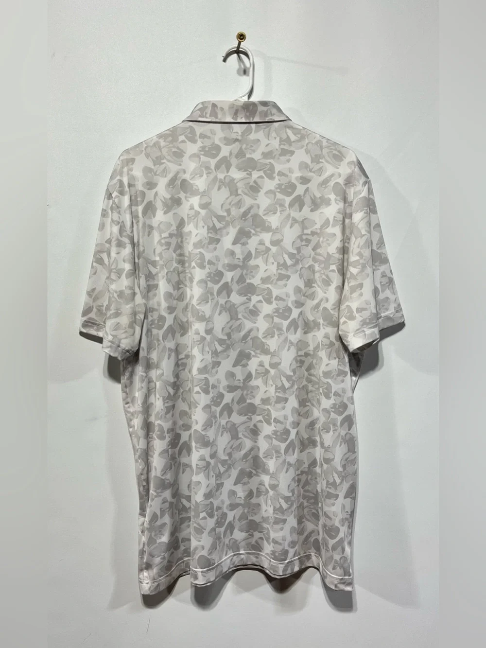Adidas‎ Men’s White & Light Gray Floral-Print Polo Size Large